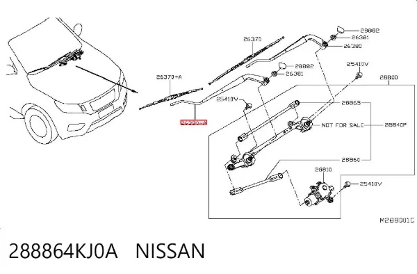 Braço de limpa-pára-brisas do pára-brisas 288864KJ0A Nissan/Infiniti