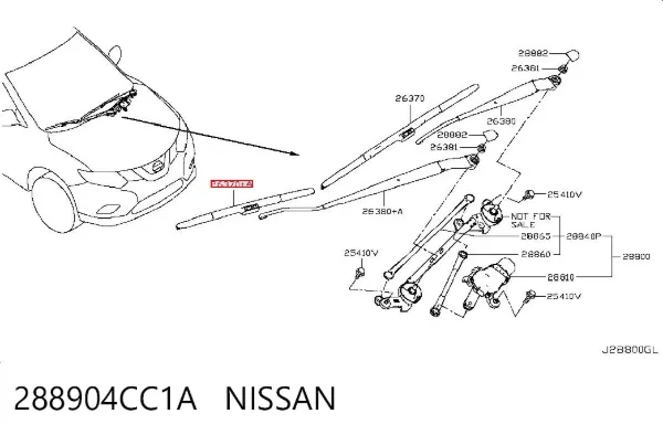 Limpa-pára-brisas de vidro traseiro 288904CC1A Nissan/Infiniti