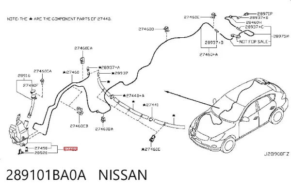 Tanque de fluido para lavador de vidro 289101BA0A Nissan/Infiniti
