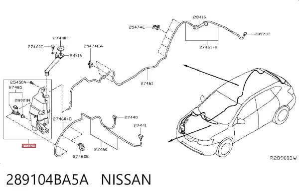 Tanque de fluido para lavador de vidro 289104BA5A Nissan/Infiniti