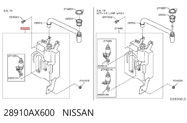 Tanque de fluido para lavador de vidro Nissan Micra K12