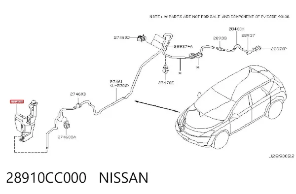 Tanque de fluido para lavador de vidro Nissan Murano Z50