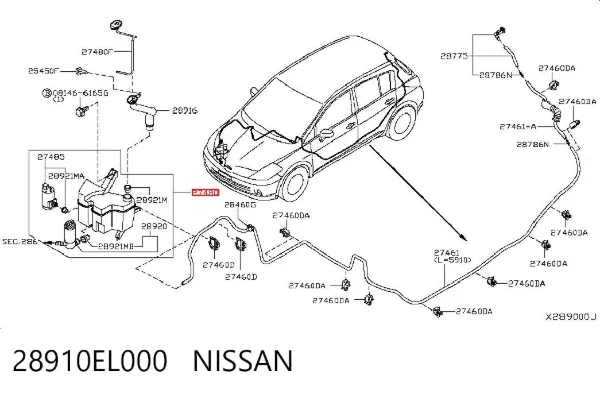 Tanque de fluido para lavador de vidro Nissan Tiida SC11X
