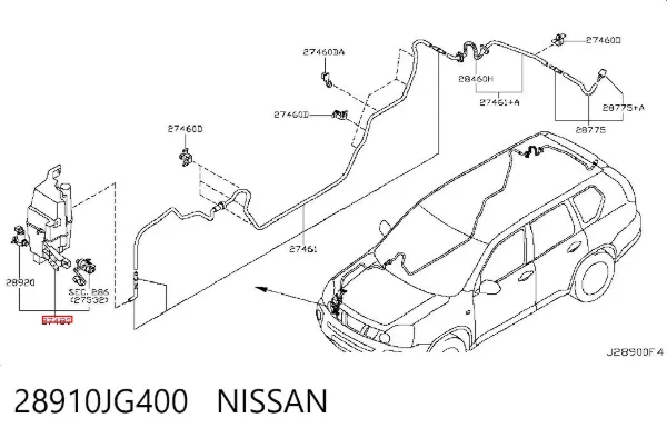 Tanque de fluido para lavador de vidro 28910JG400 Nissan/Infiniti