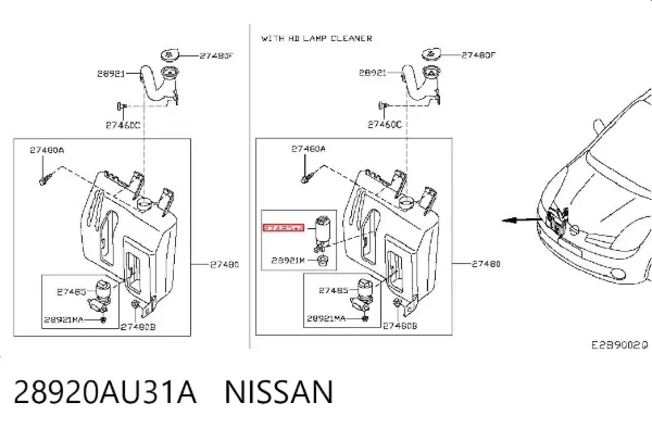 Bomba de motor de fluido para lavador de vidro dianteiro 28920AU31A Nissan/Infiniti