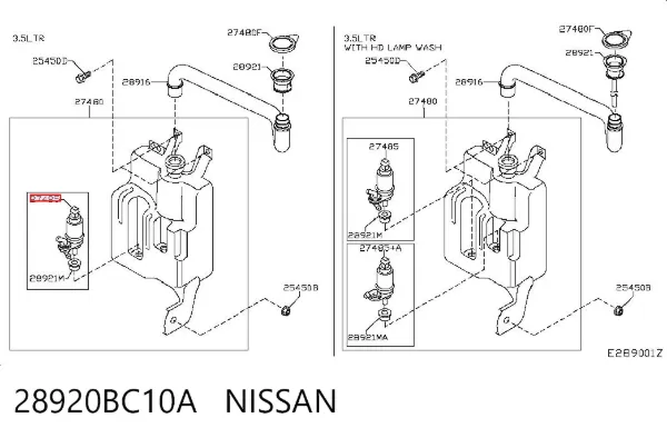 Bomba de motor de fluido para lavador de vidro dianteiro 28920BC10A Nissan/Infiniti