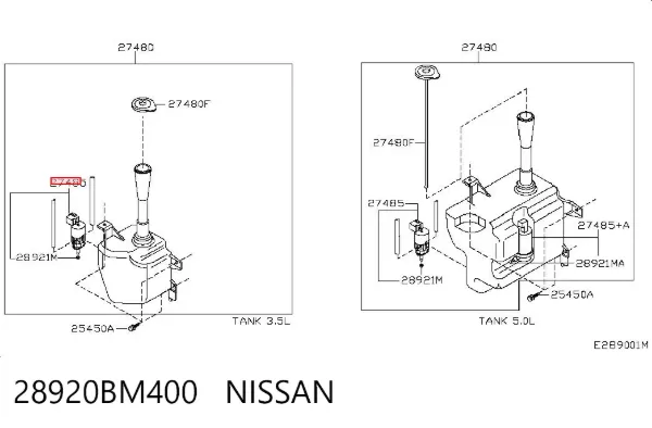 Bomba de motor de fluido para lavador de vidro dianteiro 28920BM400 Nissan/Infiniti