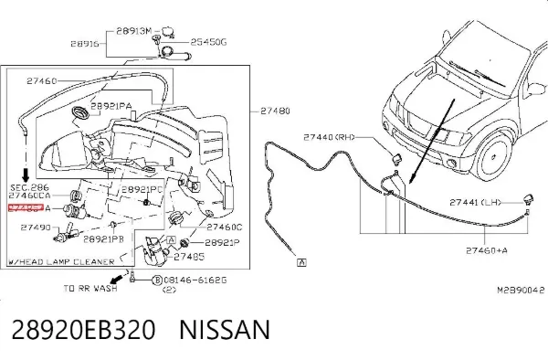 Bomba de motor de fluido para lavador de vidro dianteiro 28920EB320 Nissan/Infiniti