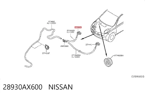 Injetor direito de fluido para lavador de pára-brisas 28930AX600 Nissan/Infiniti