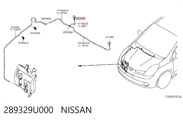 Injetor de fluido para lavador da luz dianteira 289329U000 Nissan/Infiniti