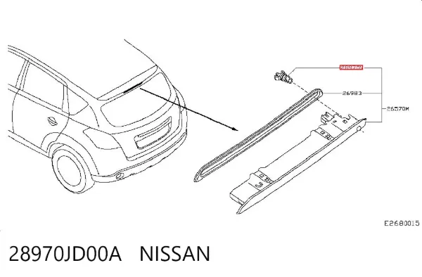 Injetor de fluido para lavador de vidro traseiro 28970JD00A Nissan/Infiniti