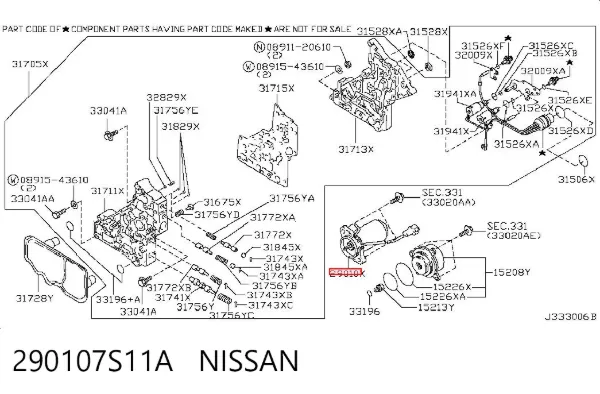 Motor de controlo da caixa de transferência 290107S11A Nissan/Infiniti