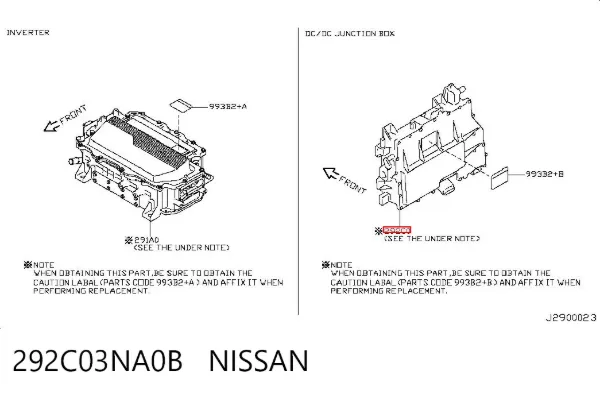 Convertidor da corrente contínua 292C03NA0B Nissan/Infiniti