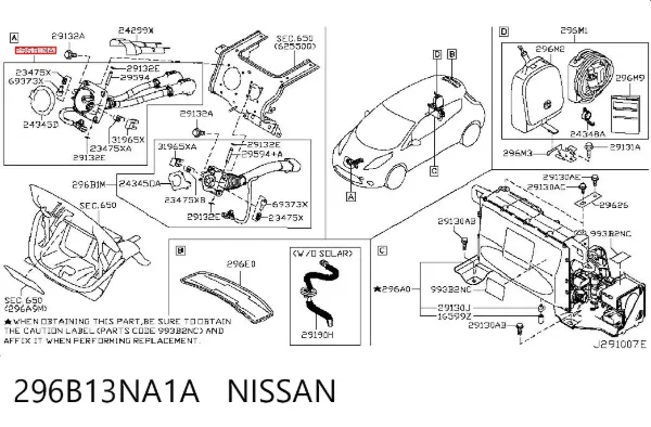 Porto de carregamento 296B13NA1A Nissan/Infiniti