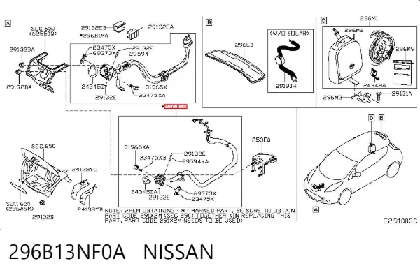 Porto de carregamento 296B13NF0A Nissan/Infiniti