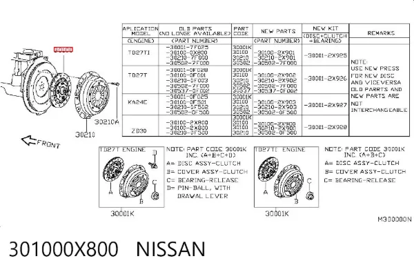 Disco de embraiagem 301000X800 Nissan/Infiniti