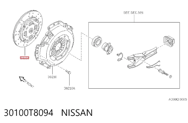 Disco de embraiagem 30100T8094 Nissan/Infiniti