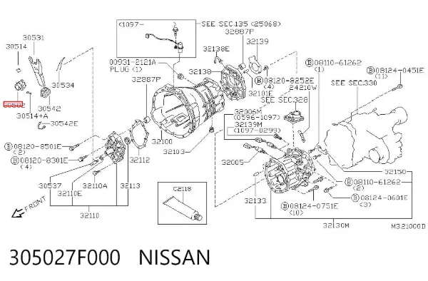 Rolamento de liberação de embraiagem 305027F000 Nissan/Infiniti