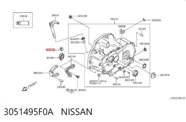 Guia do rolamento de desengate de embraiagem 3051495F0A Nissan/Infiniti