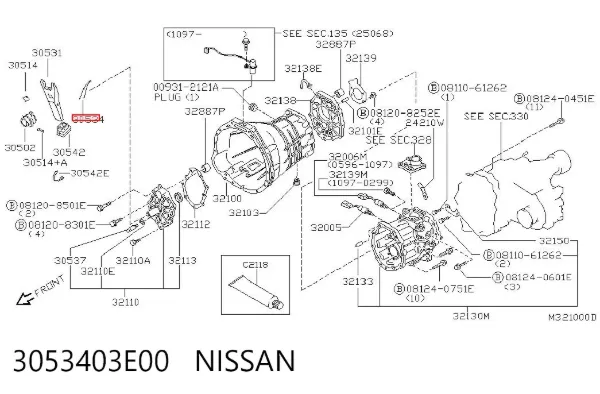 Mola das sapatas do freio de tambor traseiras 3053403E00 Nissan/Infiniti
