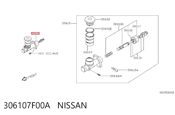 Cilindro mestre de embraiagem 306107F00A Nissan/Infiniti