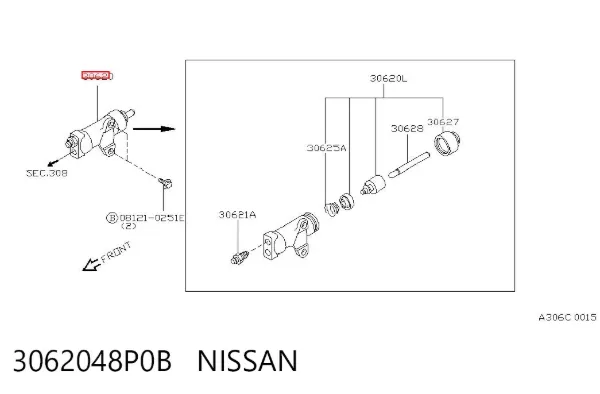 Cilindro de trabalho de embraiagem 3062048P0B Nissan/Infiniti