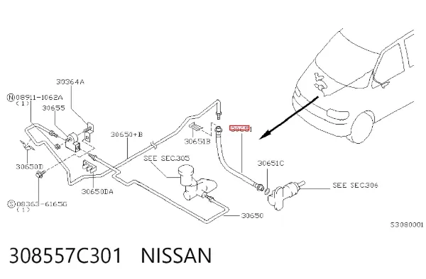 Mangueira de embraiagem 308557C301 Nissan/Infiniti