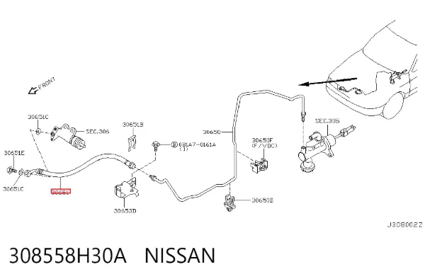 Mangueira de embraiagem 308558H30A Nissan/Infiniti