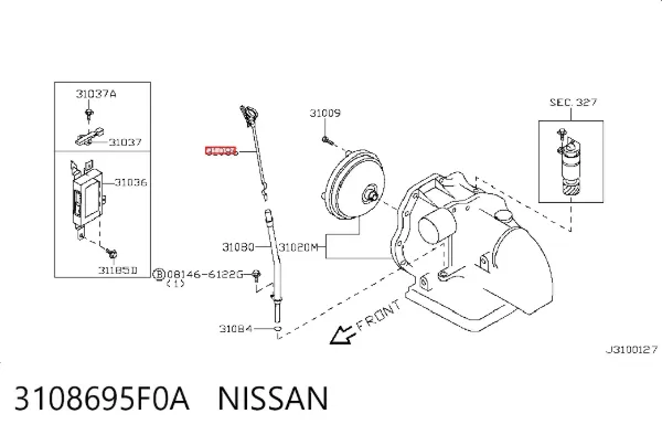 Sonda (indicador) do nível de óleo na Caixa Automática de Mudança 3108695F0A Nissan/Infiniti