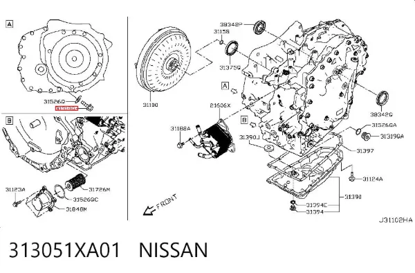 Tampão de panela de motor 313051XA01 Nissan/Infiniti