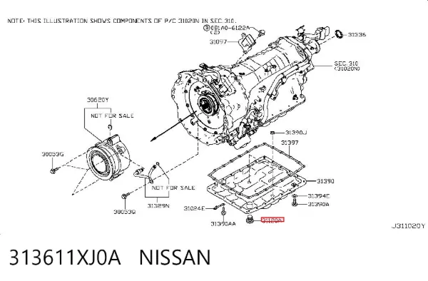 Tampão de panela da Caixa Automática de Mudança 313611XJ0A Nissan/Infiniti