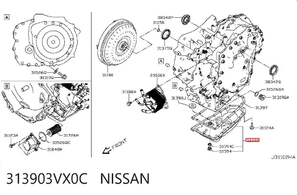 Cárter da Caixa Automática de Mudança 313903VX0C Nissan/Infiniti