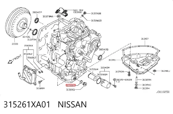 Bucim de bomba de óleo da Caixa Automática de Mudança 315261XA01 Nissan/Infiniti