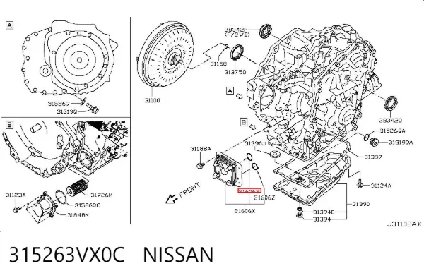 Bucim de bomba de óleo da Caixa Automática de Mudança 315263VX0C Nissan/Infiniti