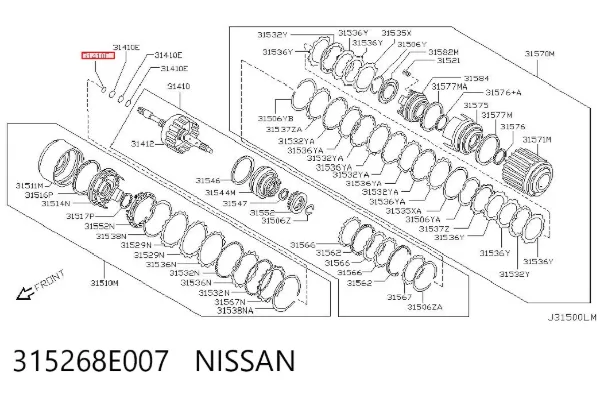 Vedação da Caixa Automática de Mudança (de árvore de saída/primária) 315268E007 Nissan/Infiniti