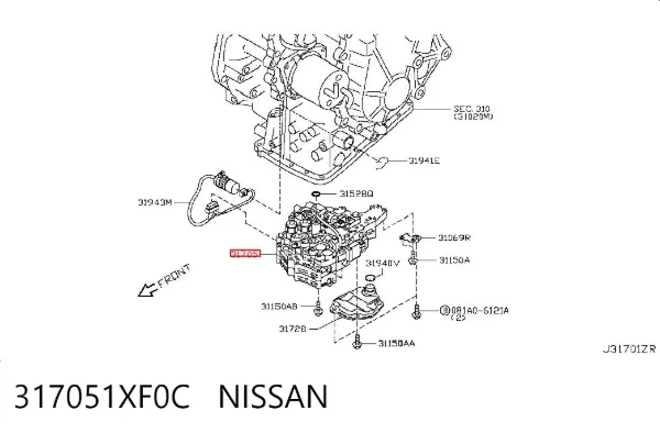 Unidade de válvulas da Caixa Automática de Mudança 317051XF0C Nissan/Infiniti