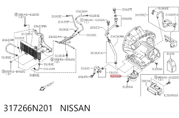 Filtro da Caixa Automática de Mudança 317266N201 Nissan/Infiniti
