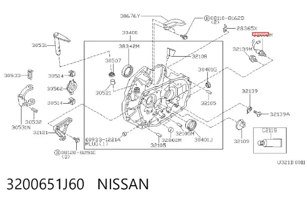 Sensor de velocidade neutral 3200651J60 Nissan/Infiniti