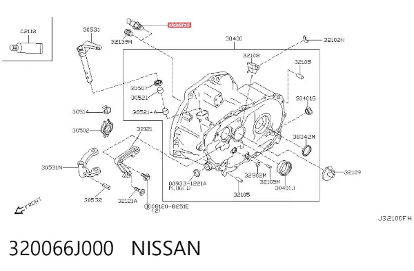 Sensor de ativação das luzes de marcha à ré 320066J000 Nissan/Infiniti