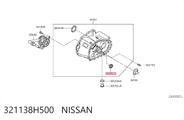 Vedação da Caixa Automática de Mudança (de árvore de saída/primária) 321138H500 Nissan/Infiniti