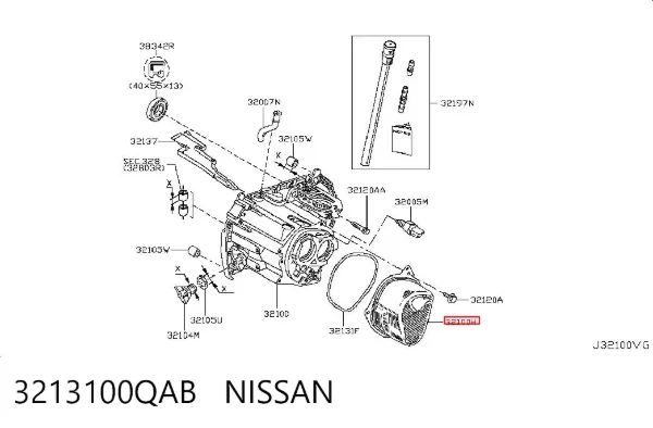 Tampa traseira da caixa de mudança 3213100QAB Nissan/Infiniti