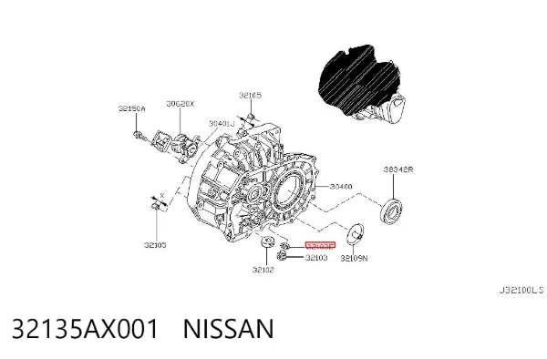 Vedante de rolha de panela da Caixa Automática de Mudança 32135AX001 Nissan/Infiniti