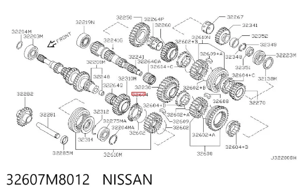 Anel de sincronizador 32607M8012 Nissan/Infiniti