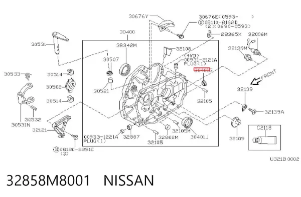 Vedação da haste de mudança da caixa de mudança 32858M8001 Nissan/Infiniti
