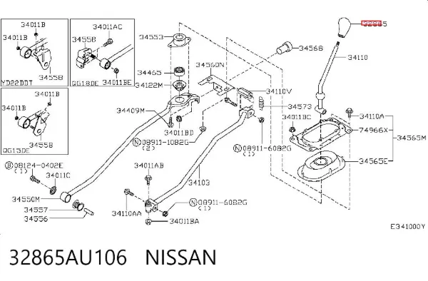 Cabo da avalanca da Caixa de Mudança 32865AU106 Nissan/Infiniti