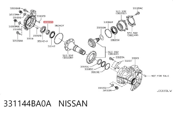 Bucim da caixa de transferência, da árvore primária 331144BA0A Nissan/Infiniti