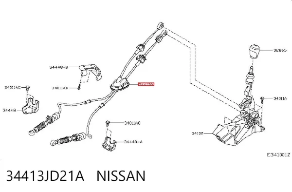 Cabo de mudança duplo 34413JD21A Nissan/Infiniti