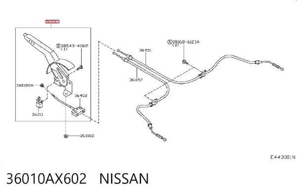 Avalanca do freio de estacionamento 36010AX602 Nissan/Infiniti