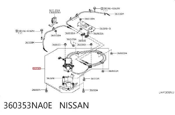 Acionamento elétrico do freio de estacionamento 360353NA0E Nissan/Infiniti
