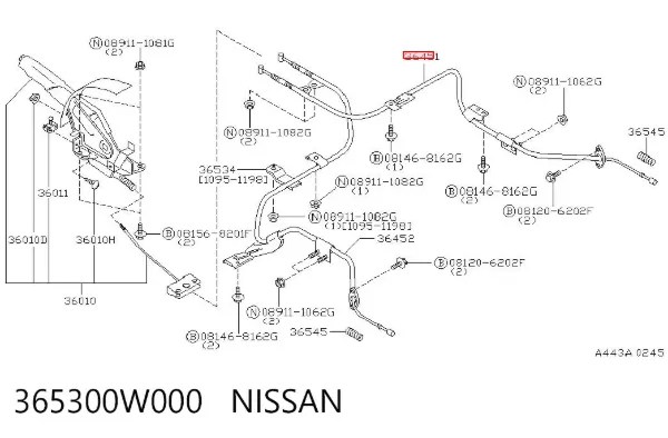 Cabo do freio de estacionamento traseiro direito Nissan Pathfinder R50